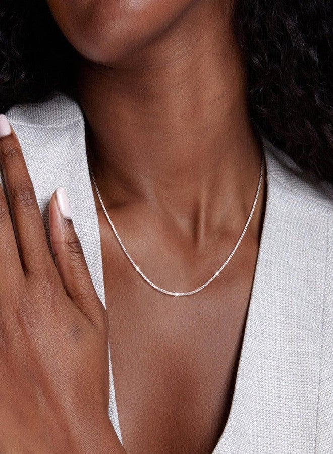 Carffordo 925 Sterling Silver Chain Necklace for Women Box Link Chain Necklace Simple Dainty Choker Necklace Waterproof Link Necklace Trendy Jewelry Gift - Image 2